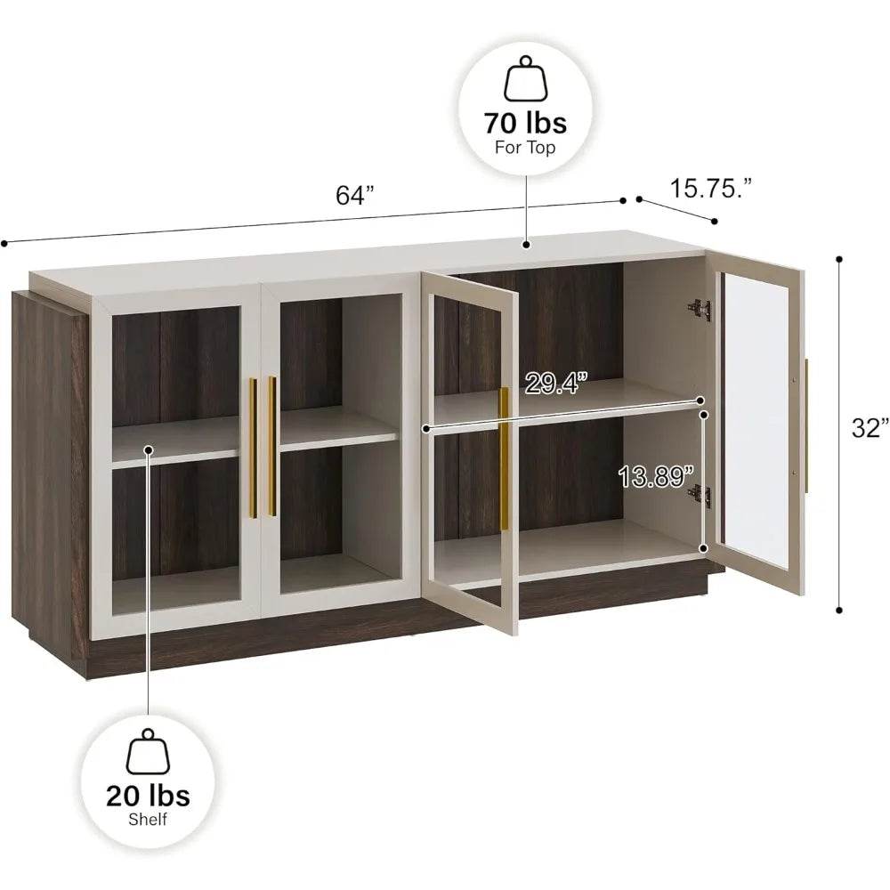 Sideboard Cabinet, Modern Wood & Glass - Loft&Timber