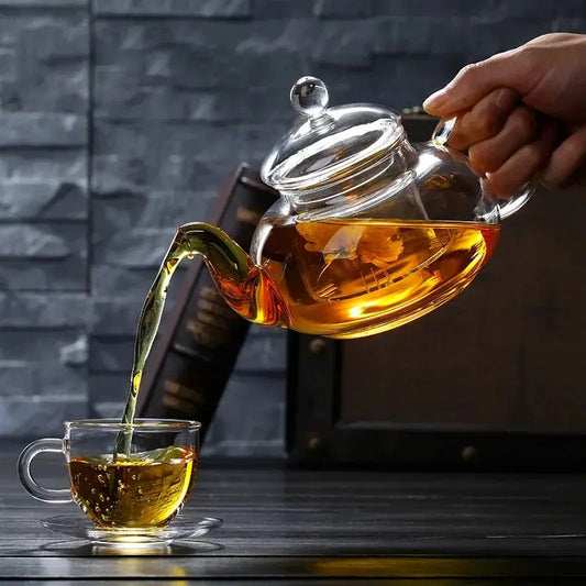 High Borosilicate Glass Flower Teapot Set: Heat-Resistant, Filterable, 400ml/1000ml" - Loft&Timber