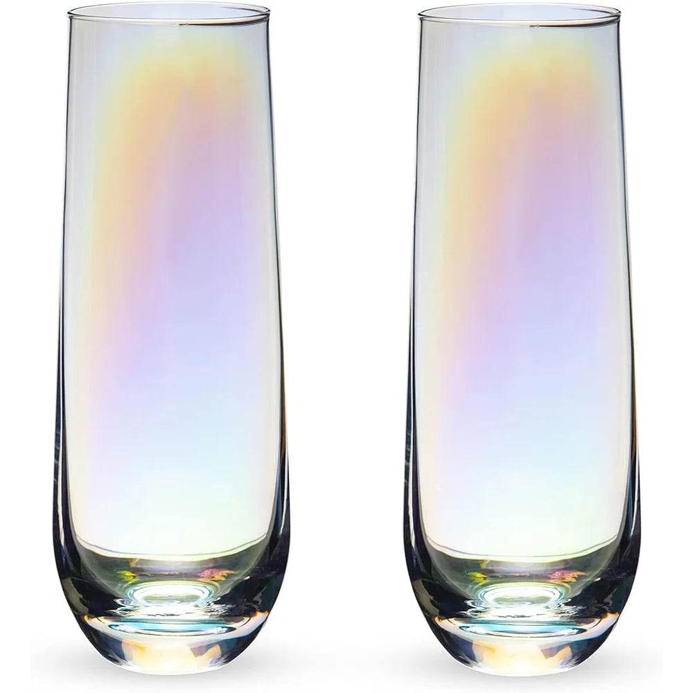Lustrous Iridescent Stemless Champagne Glasses Set Colorful - Loft&Timber