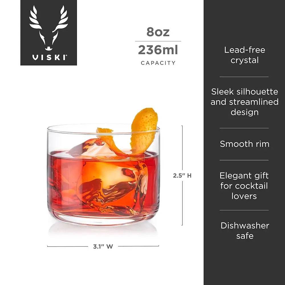 Raye Negroni, Lowball Cocktail Premium Crystal Glassware, 8Oz, Set Of 4 - Loft&Timber