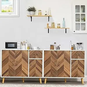 Modern Sideboard Buffet Cabinet 58" with 4 Doors - Loft&Timber