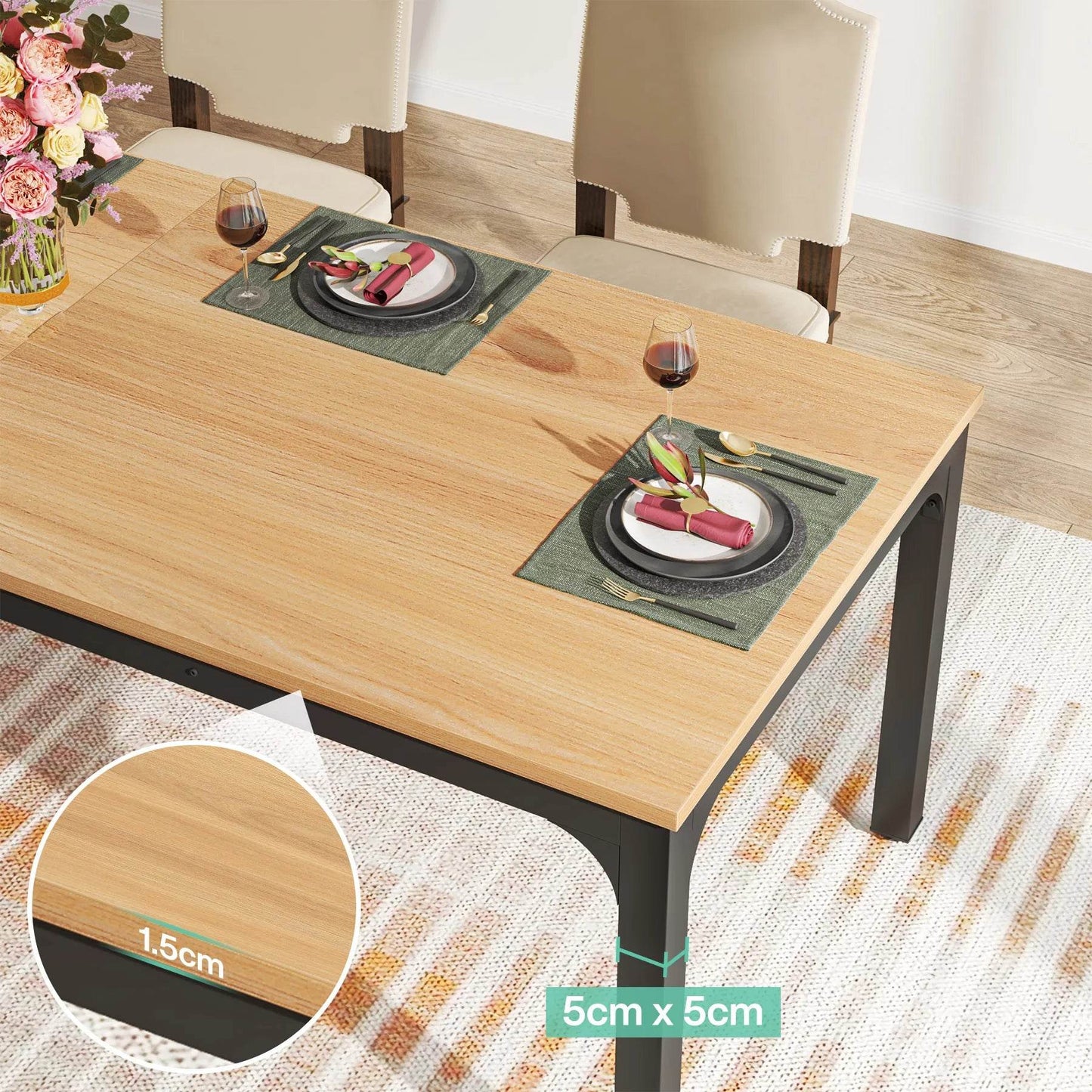 Tribesigns Dining Table for 6-8 People, 200cm - Loft&Timber