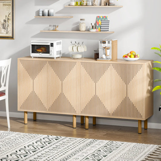 59" Tribesigns Modern Natural Storage Cabinet; Freestanding Floor Cabinet - Loft&Timber