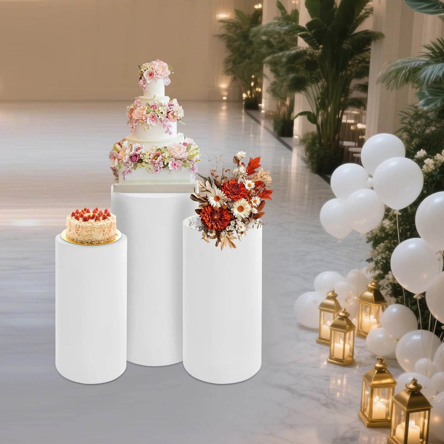 3 Pcs Round Cylinder Pedestal Stand - Loft&Timber