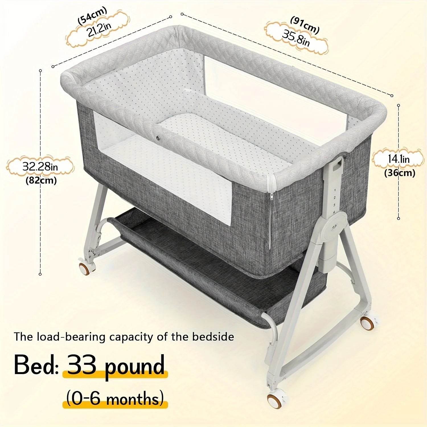 Baby Bassinet, Bedside, 3 in 1 - Loft&Timber