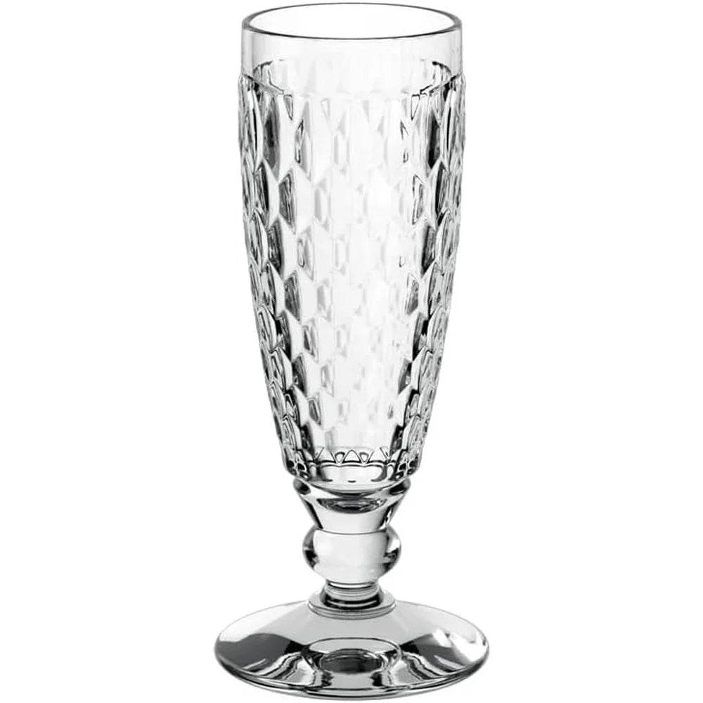 Champagne Glasses Set of 6 Crystal Clear Diamond Pattern - Loft&Timber