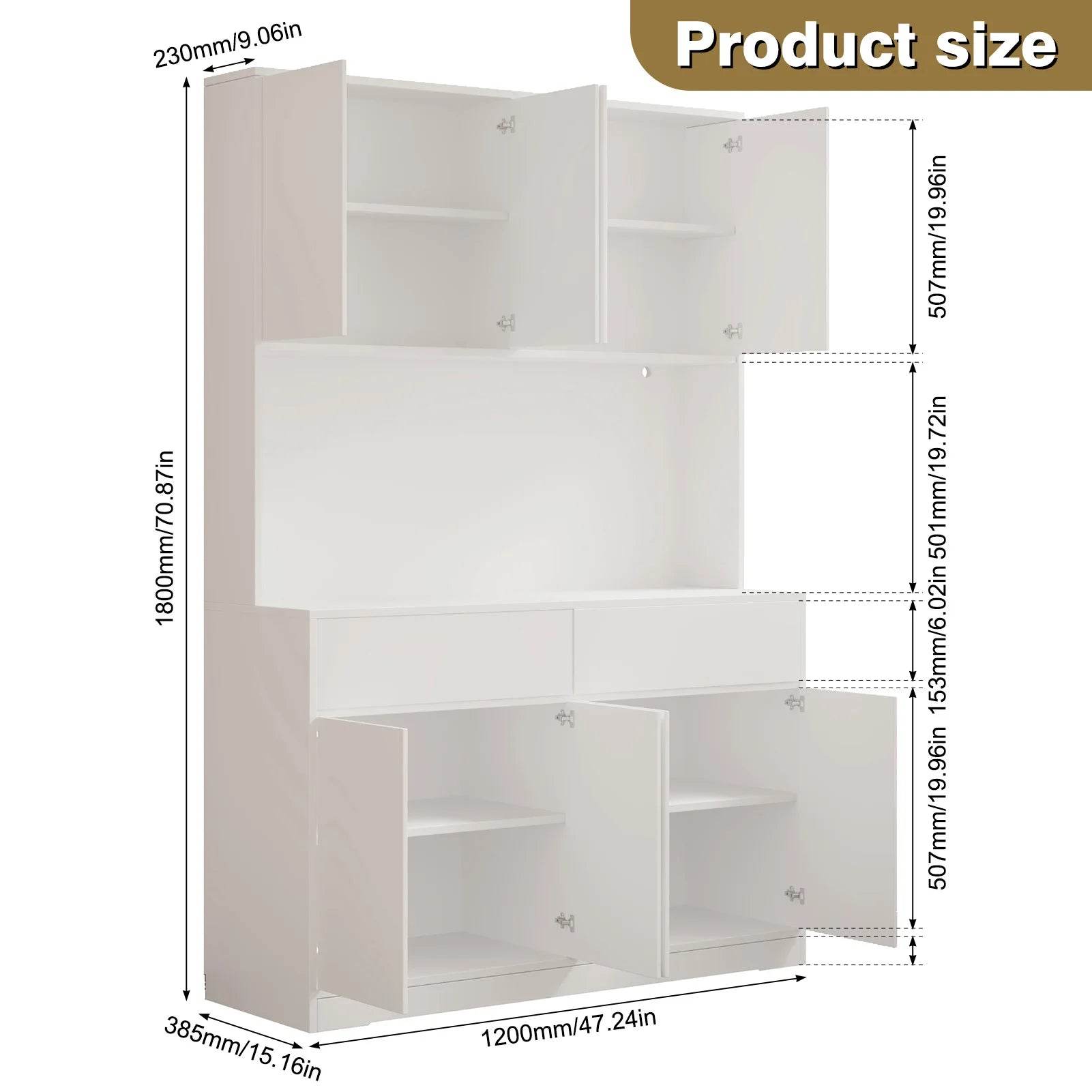 71'' Tall Kitchen Pantry with LED Lights - Loft&Timber