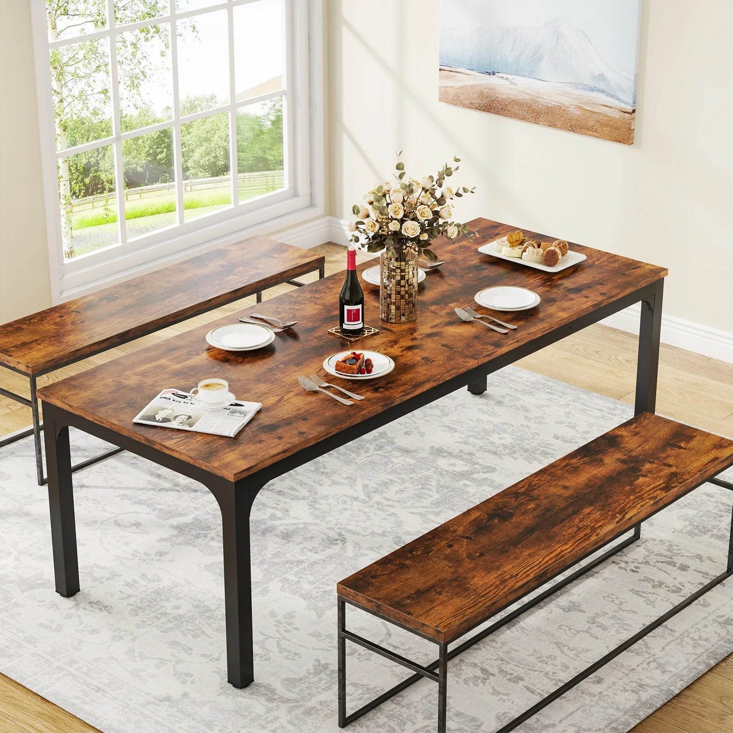 Tribesigns Dining Table for 6-8 People, 200cm - Loft&Timber