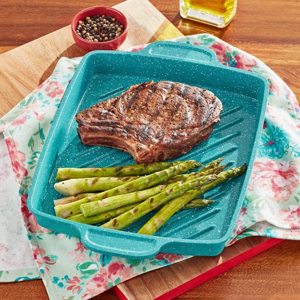 12 Inch Square Cast Aluminum Grill Pan Vintage Design - Loft&Timber