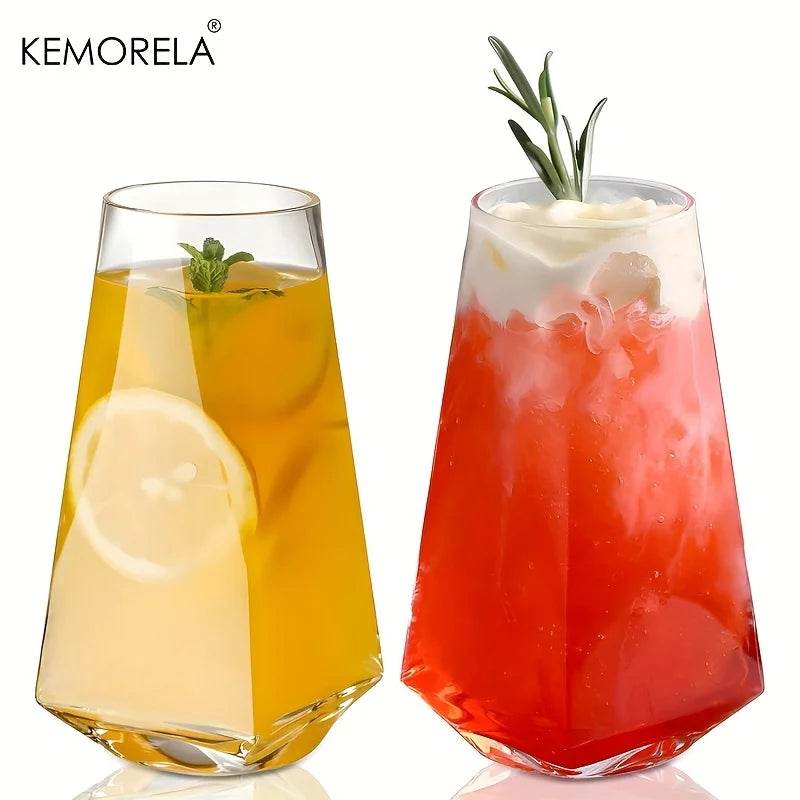 KEMORELA 500ml Geometric Highball Glasses Crystal Clear - Loft&Timber