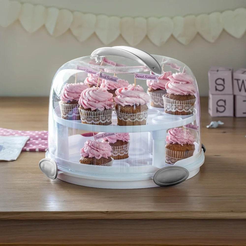 Round Cake Carrier with Clear Plastic Cover - Loft&Timber