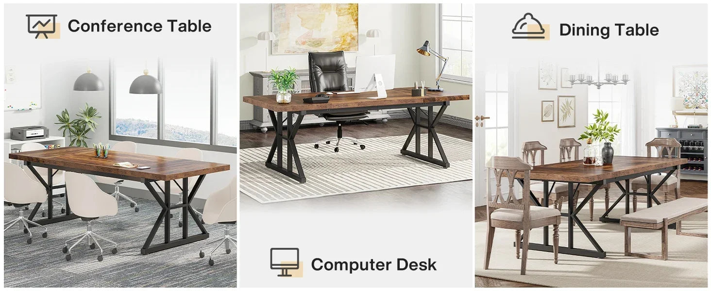 Farmhouse Dining Table for 6 People, 70.8" - Loft&Timber