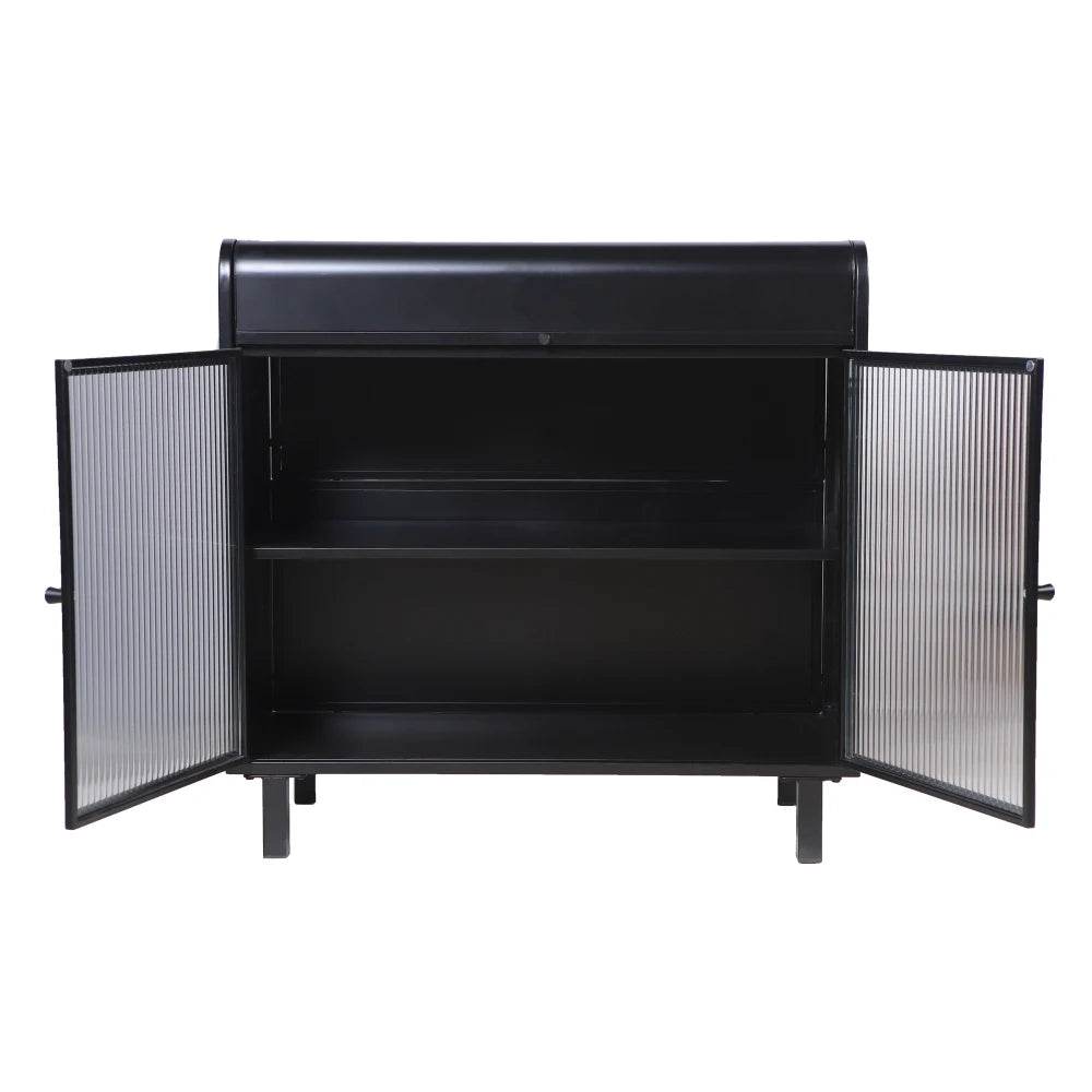 Flip Top Sideboard Buffet Cabinet with Tempered Glass Doors and Inner Shelves - Loft&Timber