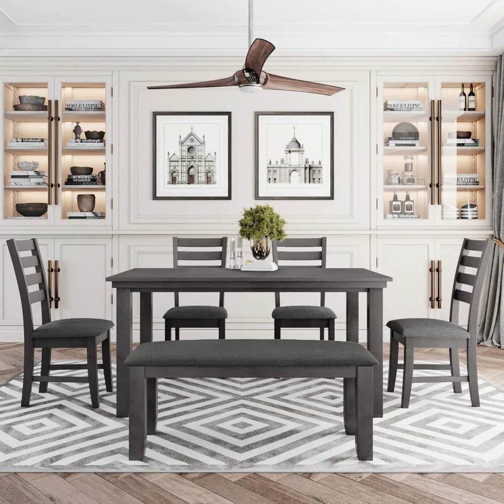 Wood 6-Piece Dining Table Set - Loft&Timber
