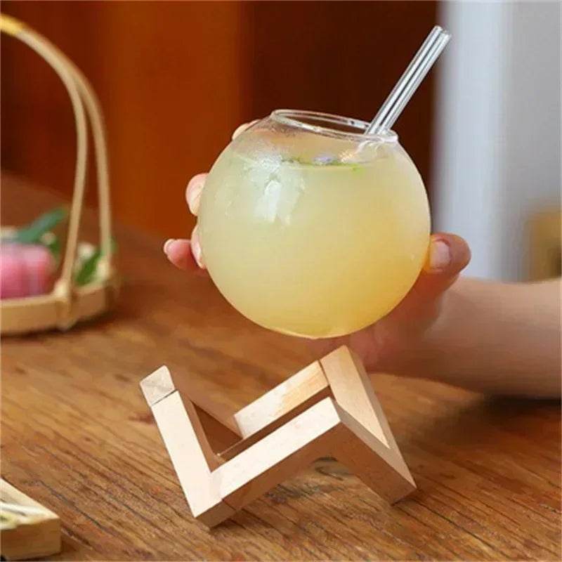 Cocktail Glass Cup with Wooden Bottom - Loft&Timber