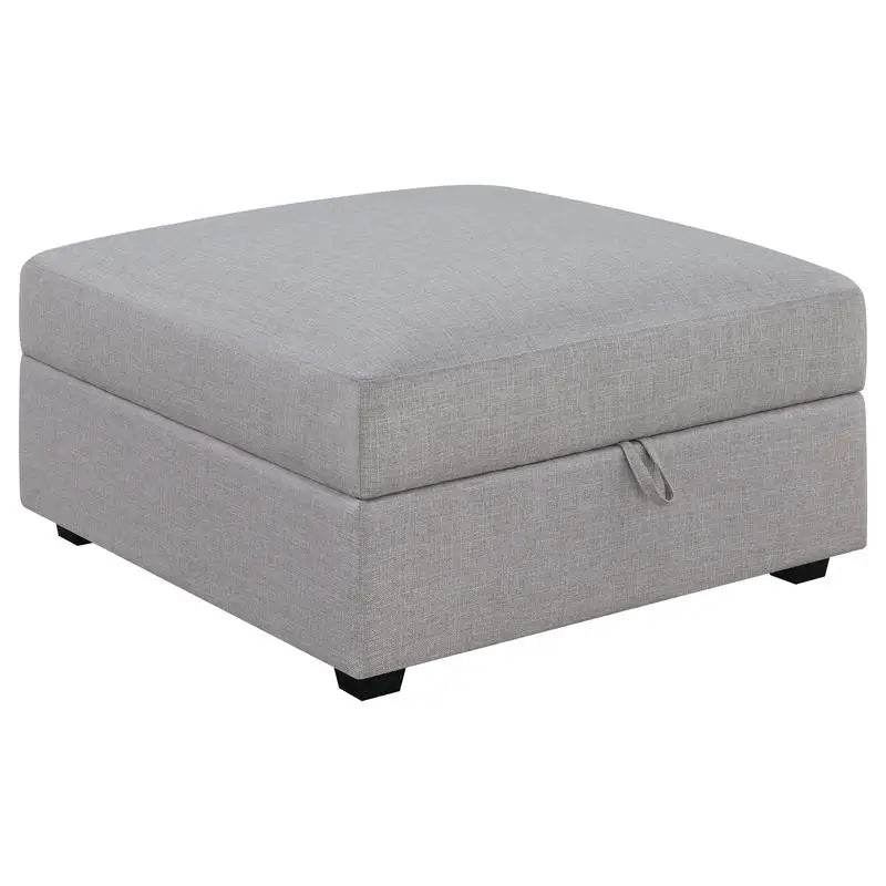 Gray Square Upholstered Storage Ottoman with Modern Design - Loft&Timber