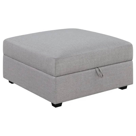 Gray Square Upholstered Storage Ottoman with Modern Design - Loft&Timber