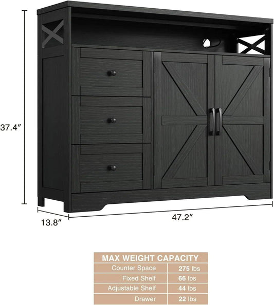 Vabches Buffet Cabinet Wooden Sideboard - Loft&Timber