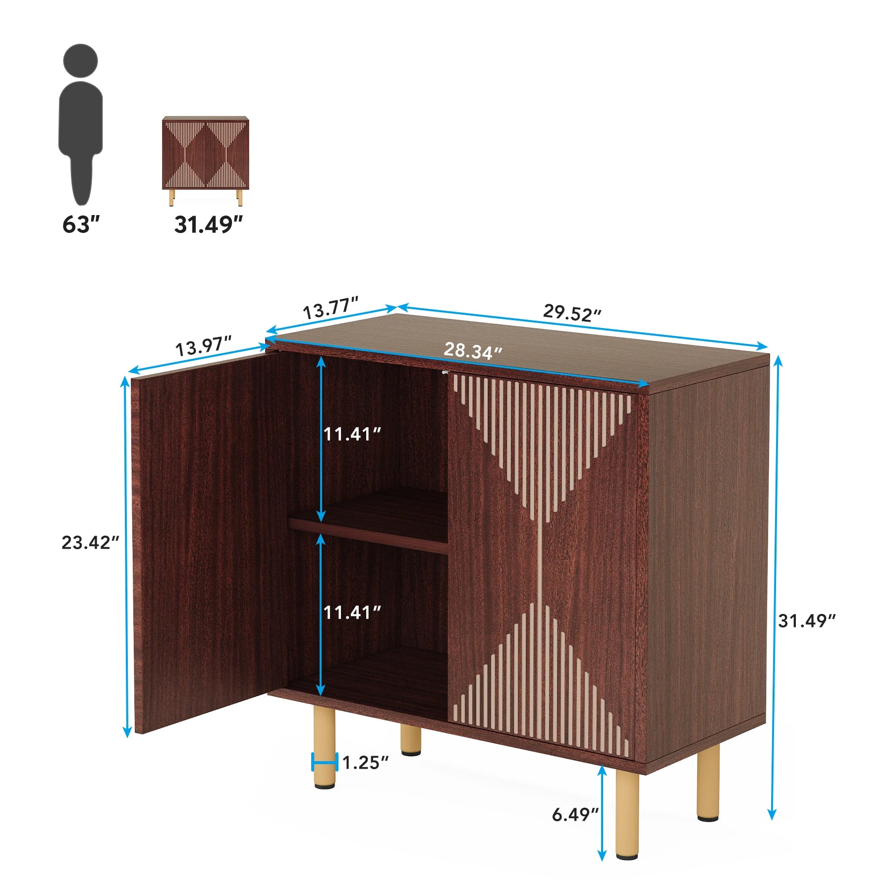 59" Tribesigns Modern Natural Storage Cabinet; Freestanding Floor Cabinet - Loft&Timber