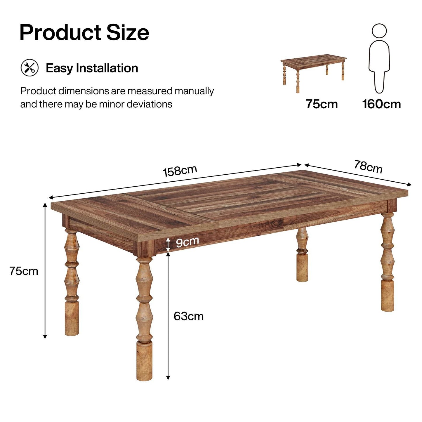 Tribesigns 62” Wood Patio Table for 4-6 People - Loft&Timber