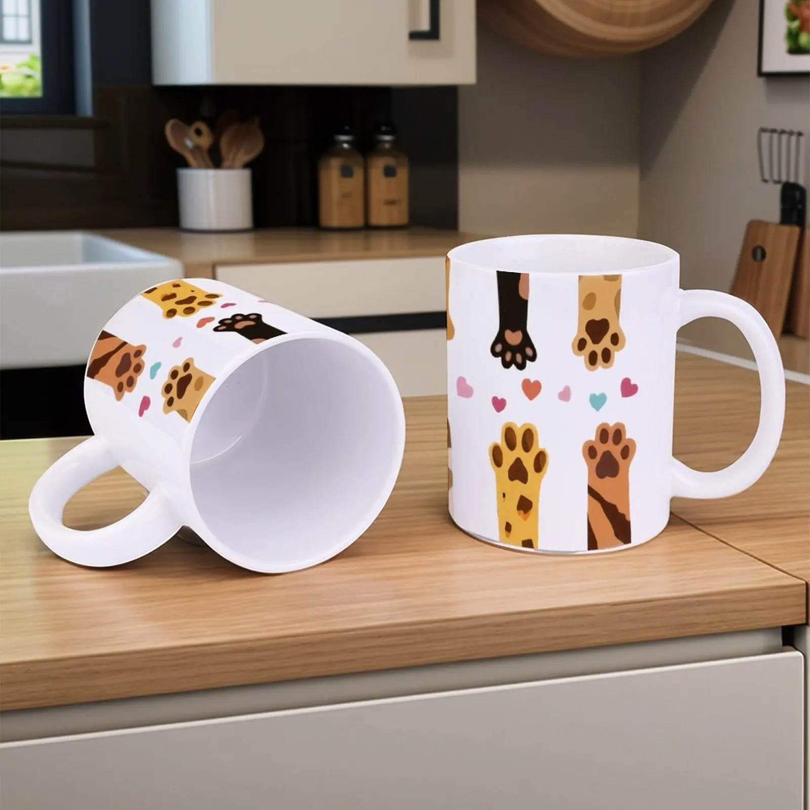 Paw Prints With Hearts On Them Cup, 330ml Iced Coffee Cup - Loft&Timber