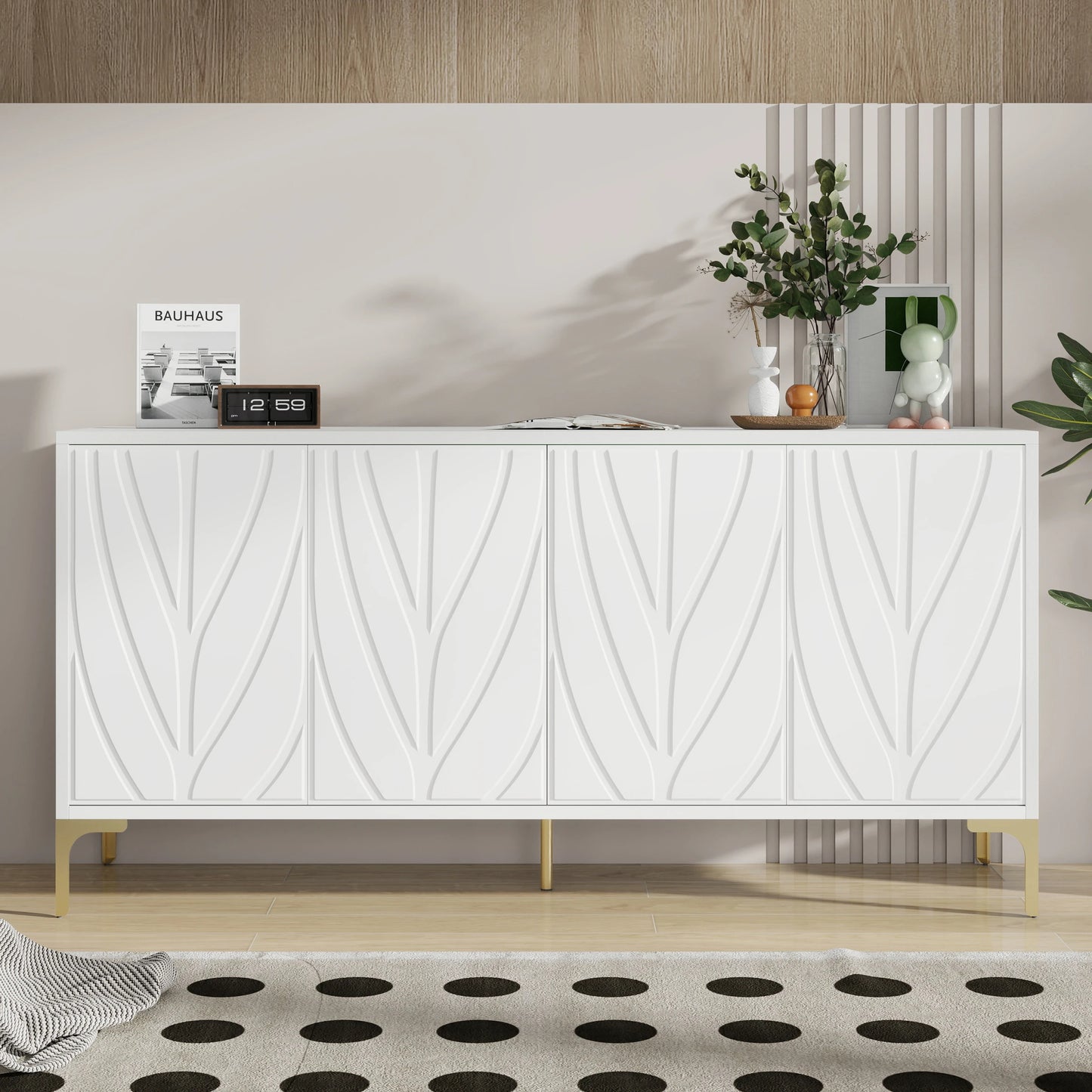 59" Creative carved 4-door Sideboard - Loft&Timber
