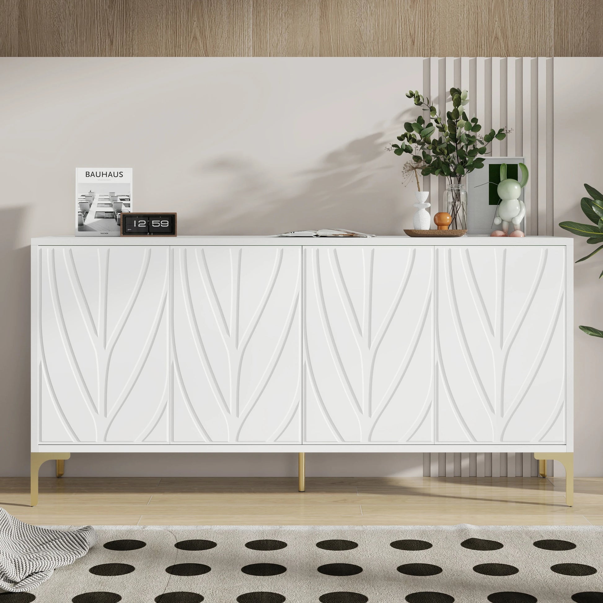 59" Creative carved 4-door Sideboard - Loft&Timber