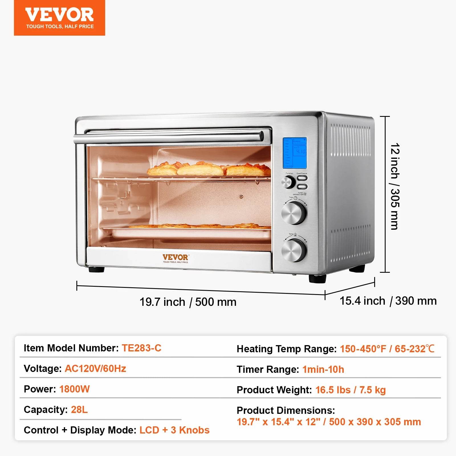 SucceBuy 10-IN-1 Convection Oven, 28L/29.6Qt - Loft&Timber