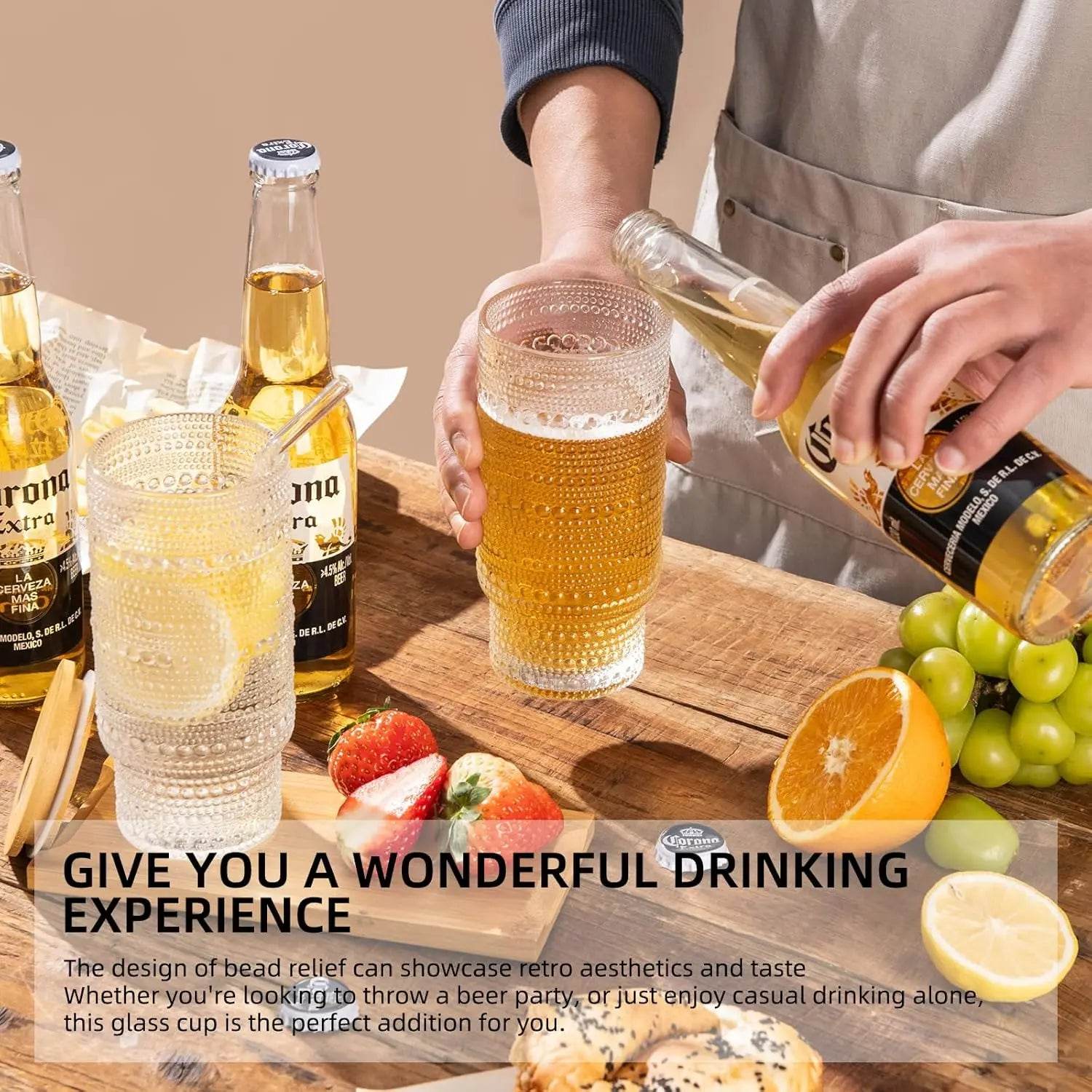 Drinking Glasses with Bamboo Lids and Glass Straw 2pcs Set,16oz Glass - Loft&Timber