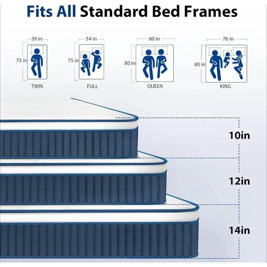 Mattress 14 Inch, Hybrid King Size Mattress in a Box, Gel Memory Foam Mattress with Pocket Springs - Loft&Timber