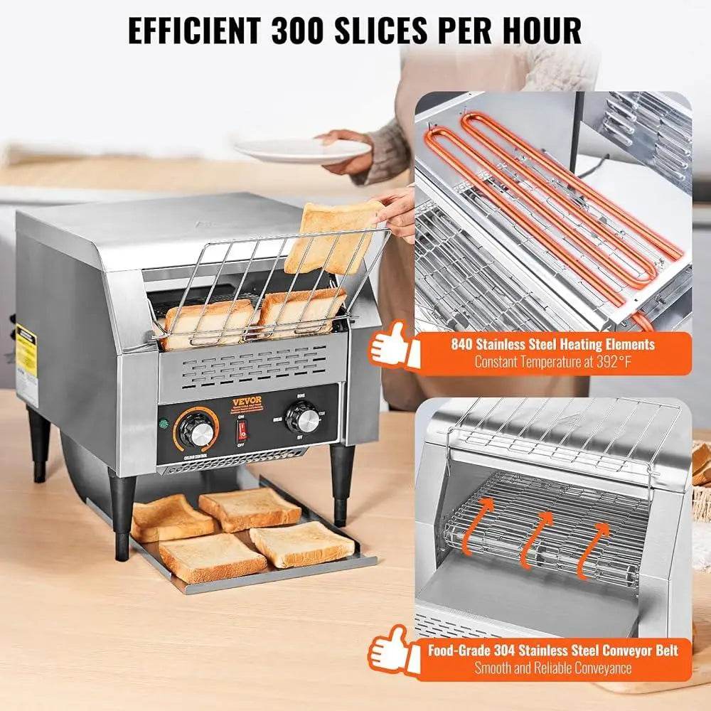Commercial Conveyor Toaster 300 Slices Per Hour Heavy Duty Stainless Steel Toaster Oven - Loft&Timber