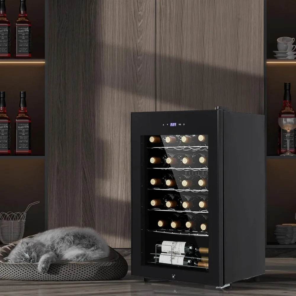 24 Bottle Built-In Wine Cooler Refrigerator with Glass Door - Digital Temperature Control 40°F-65°F