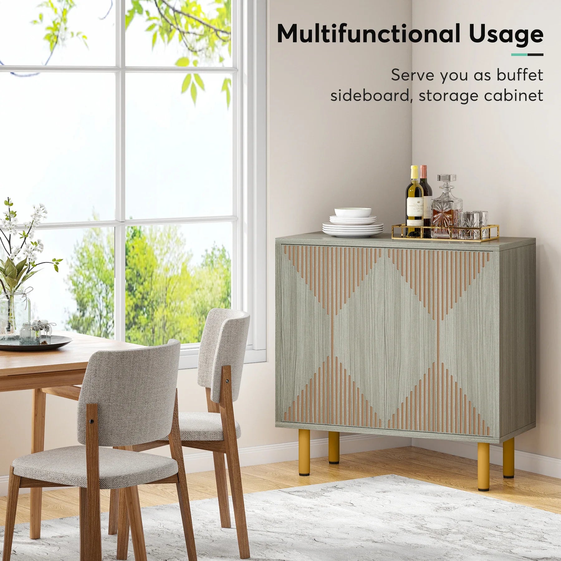 59" Tribesigns Modern Natural Storage Cabinet; Freestanding Floor Cabinet - Loft&Timber