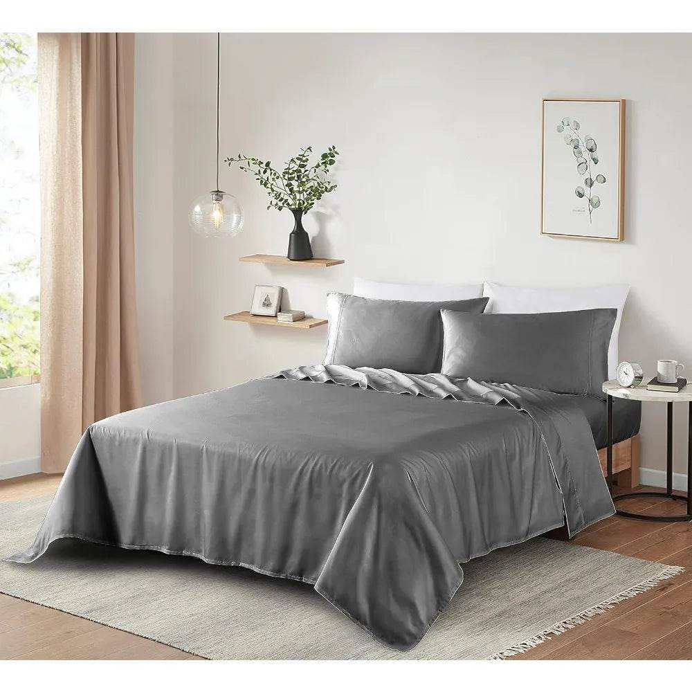 100% Supima Cotton Sheets 600 Thread Count,Bed Sheet Set King Size Sheets 4 Pieces - Loft&Timber