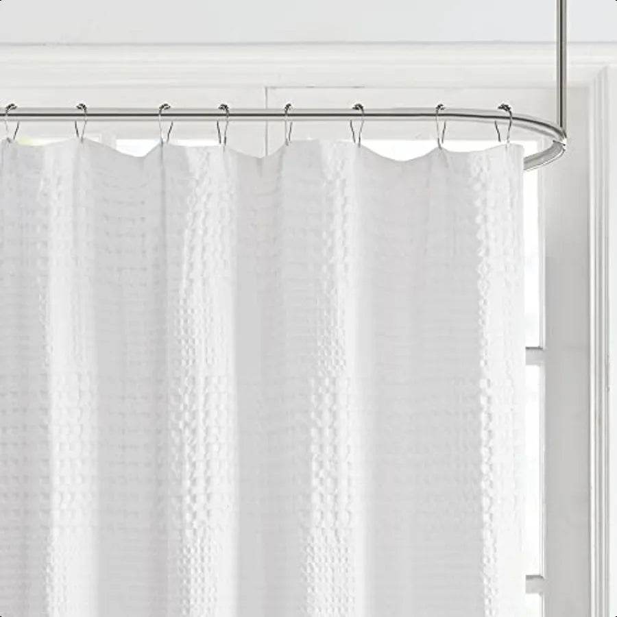 Arlo 100 Cotton Shower Curtain Texture Waffle Weave Design 800 GSM Hotel Quality Soft - Loft&Timber