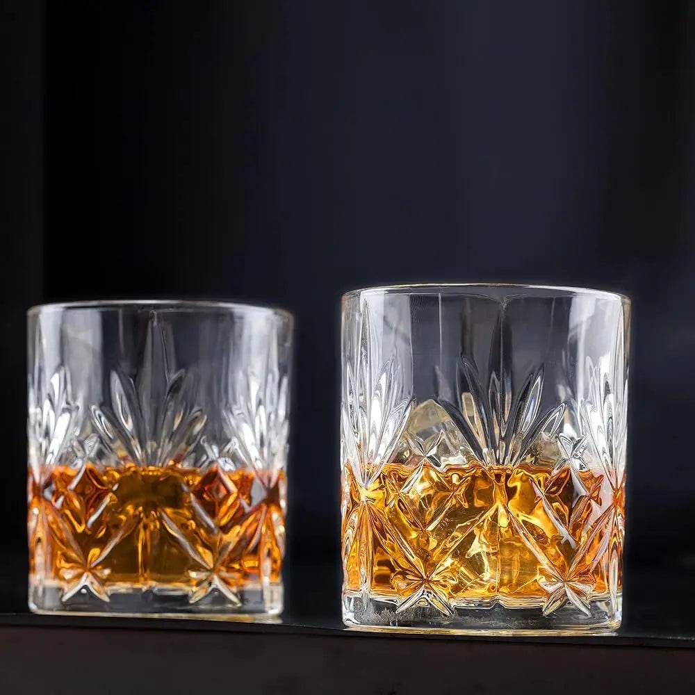 Bourbon Whiskey Glass Set Of 6 - Unique Crystal Rocks Glasses - Loft&Timber