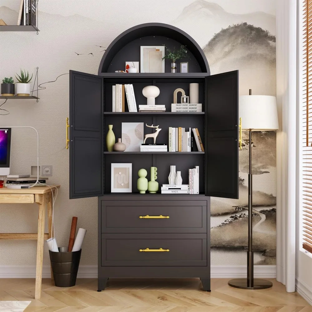 73" H Metal Tall Arched Pantry Cabinet - Loft&Timber