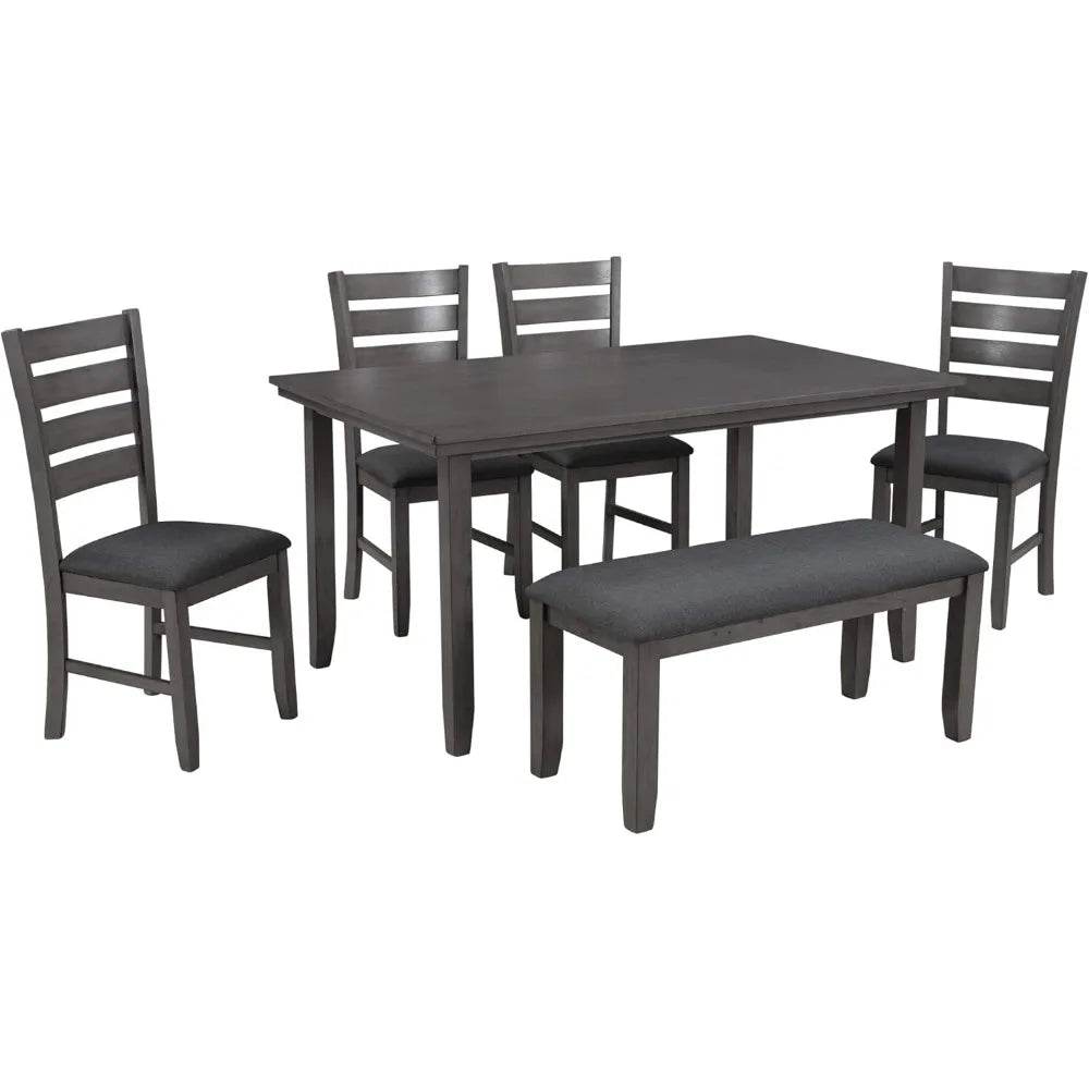 Wood 6-Piece Dining Table Set - Loft&Timber