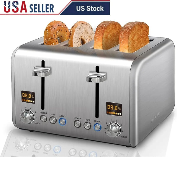 4 Slice Stainless Steel Toaster with LCD Display