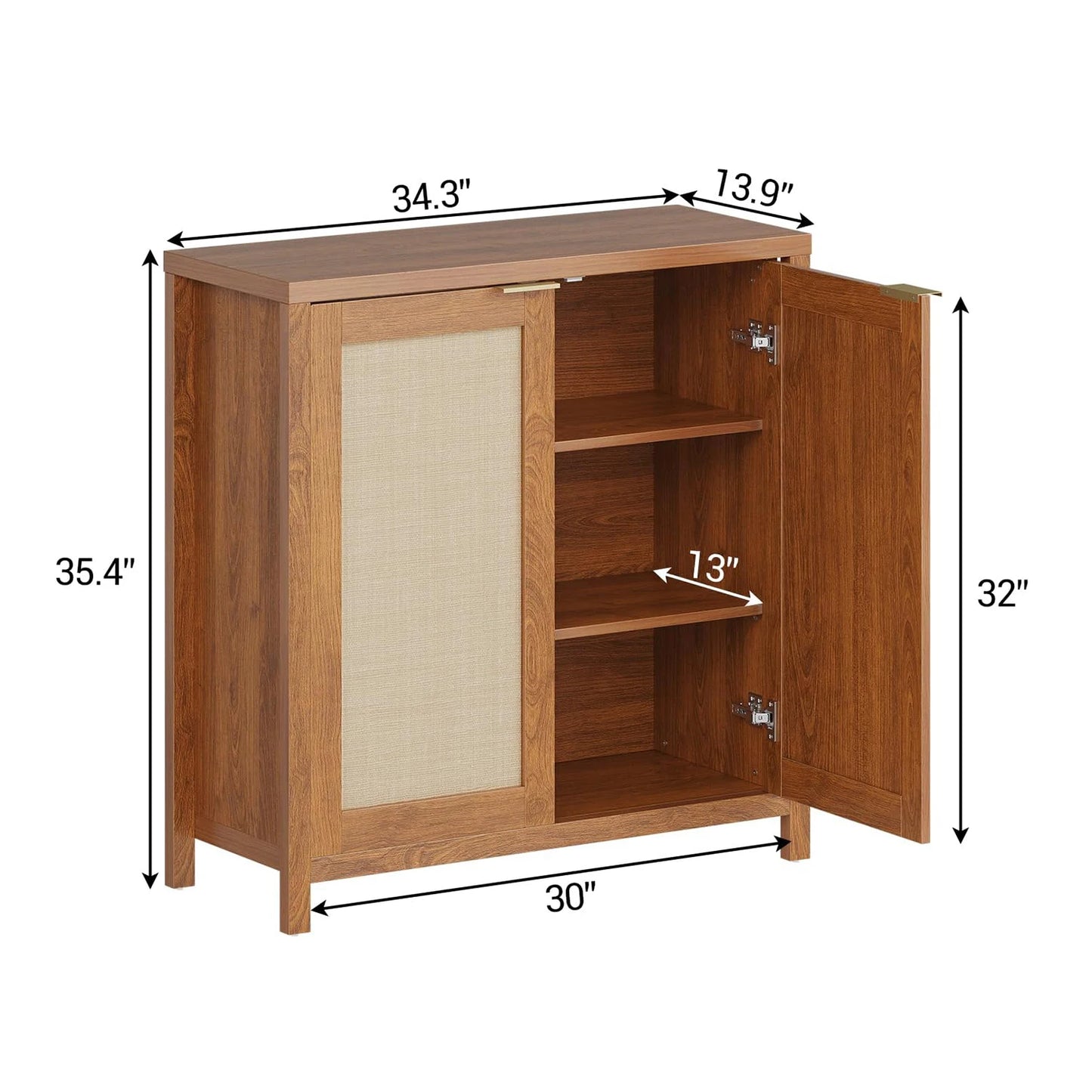 34" Rattan Sideboard Buffet Cabinet - Loft&Timber