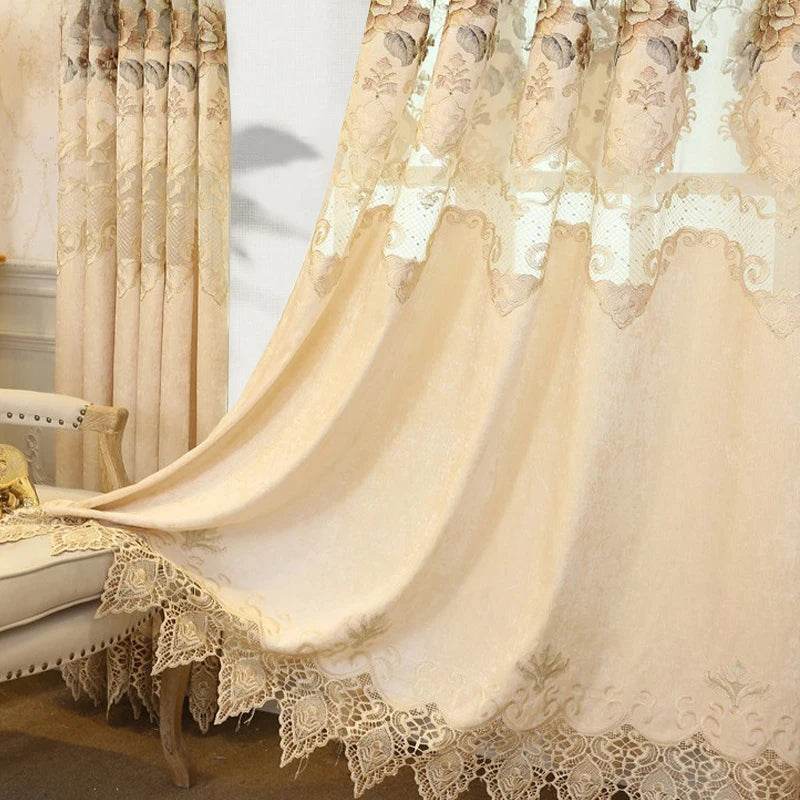 2pcs European high-end embroidered curtain - Loft&Timber
