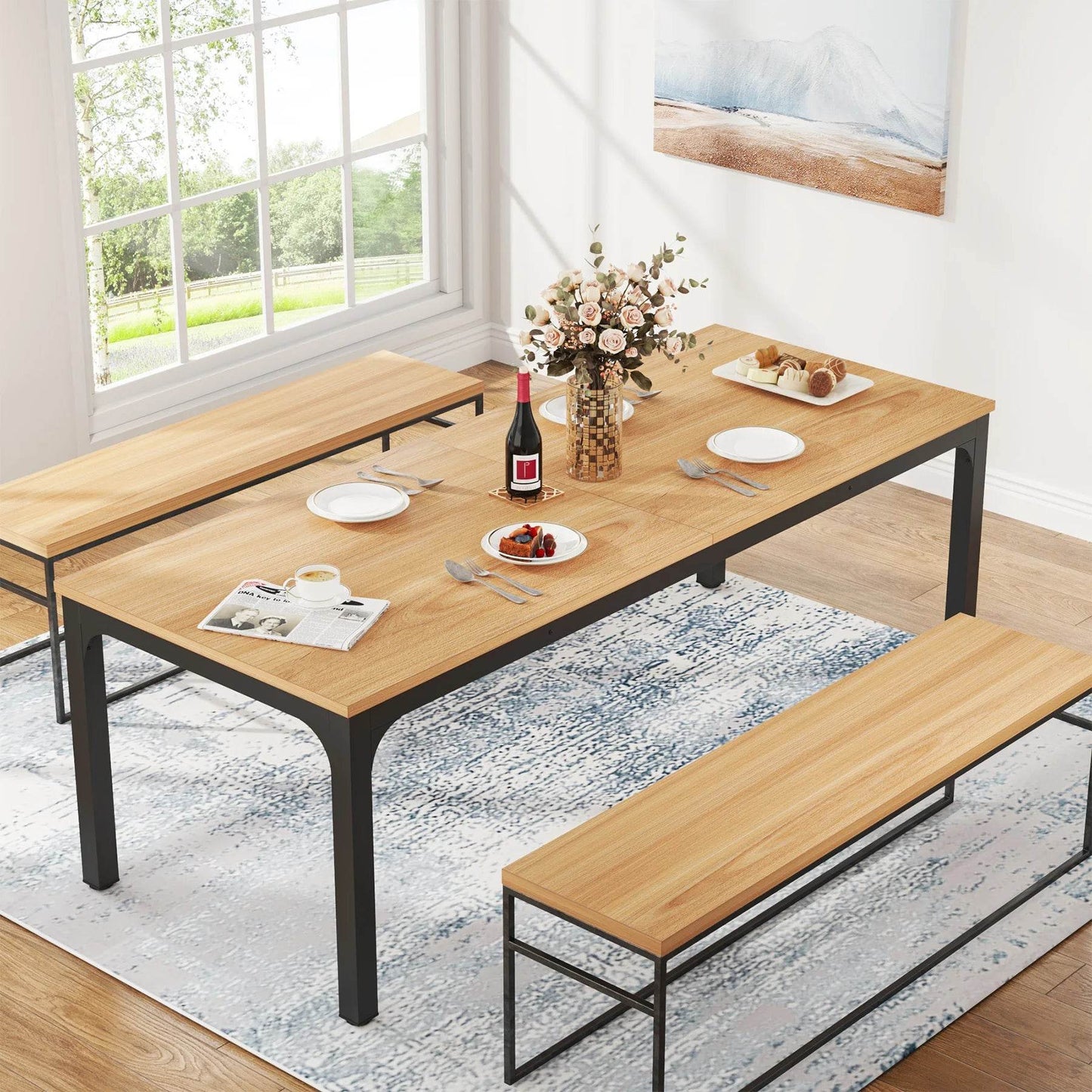 Tribesigns Dining Table for 6-8 People, 200cm - Loft&Timber