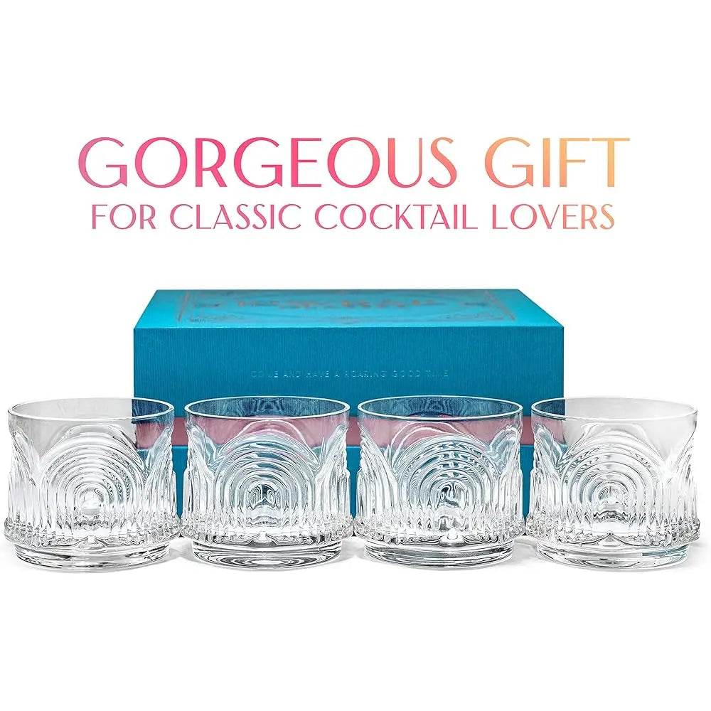 Vintage Lowball Cocktail Glasses, Set Of 4, 9 Oz - Loft&Timber