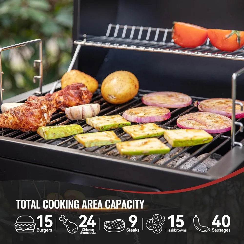 Portable Charcoal Grill with Warming Rack and 303 Sq. In. Cooking Space for Outdoor Use - Loft&Timber