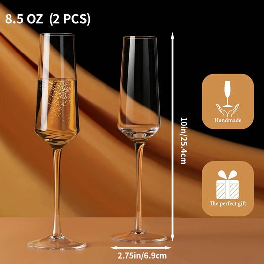 2 Pieces Luxury Crystal Champagne Flutes