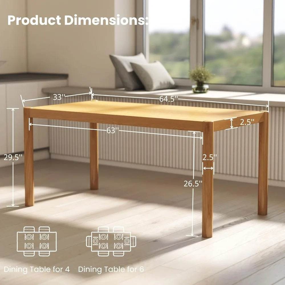 Modern Rectangular Dining Table, 64.5'' - Loft&Timber