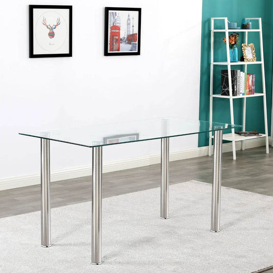 Simple Assembled Transparent Glass and Iron Dinner Table - Loft&Timber