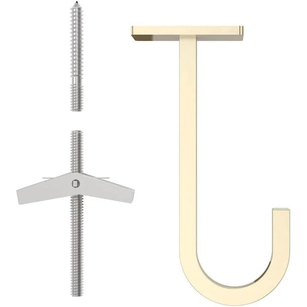 Extended Ceiling Hook 5 Inch Brushed Gold Steel Heavy Duty 50 lbs Capacity Modern Style Easy Installation Interior Use - Loft&Timber