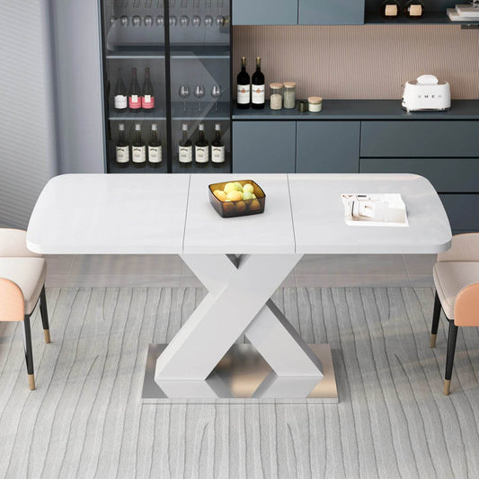 Square Dining Table, White Table Top - Loft&Timber