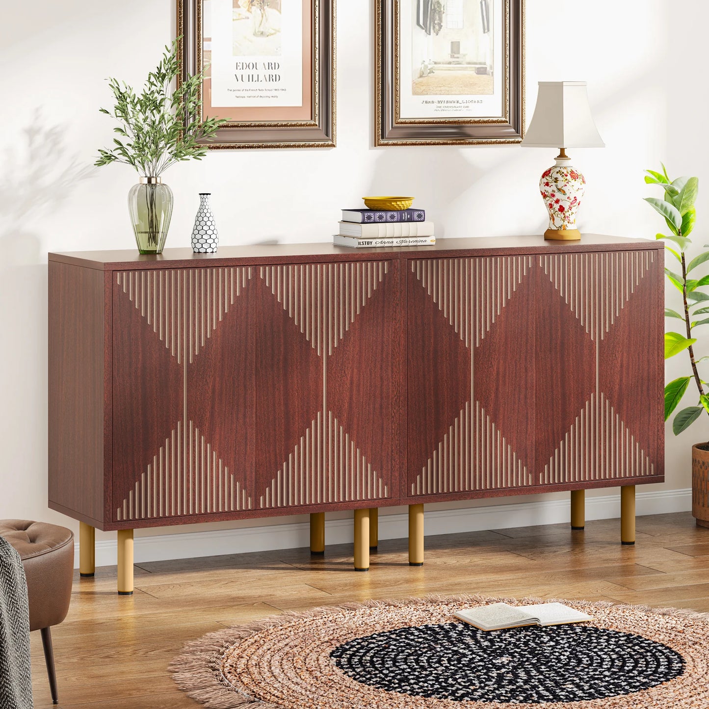 59" Tribesigns Modern Natural Storage Cabinet; Freestanding Floor Cabinet - Loft&Timber